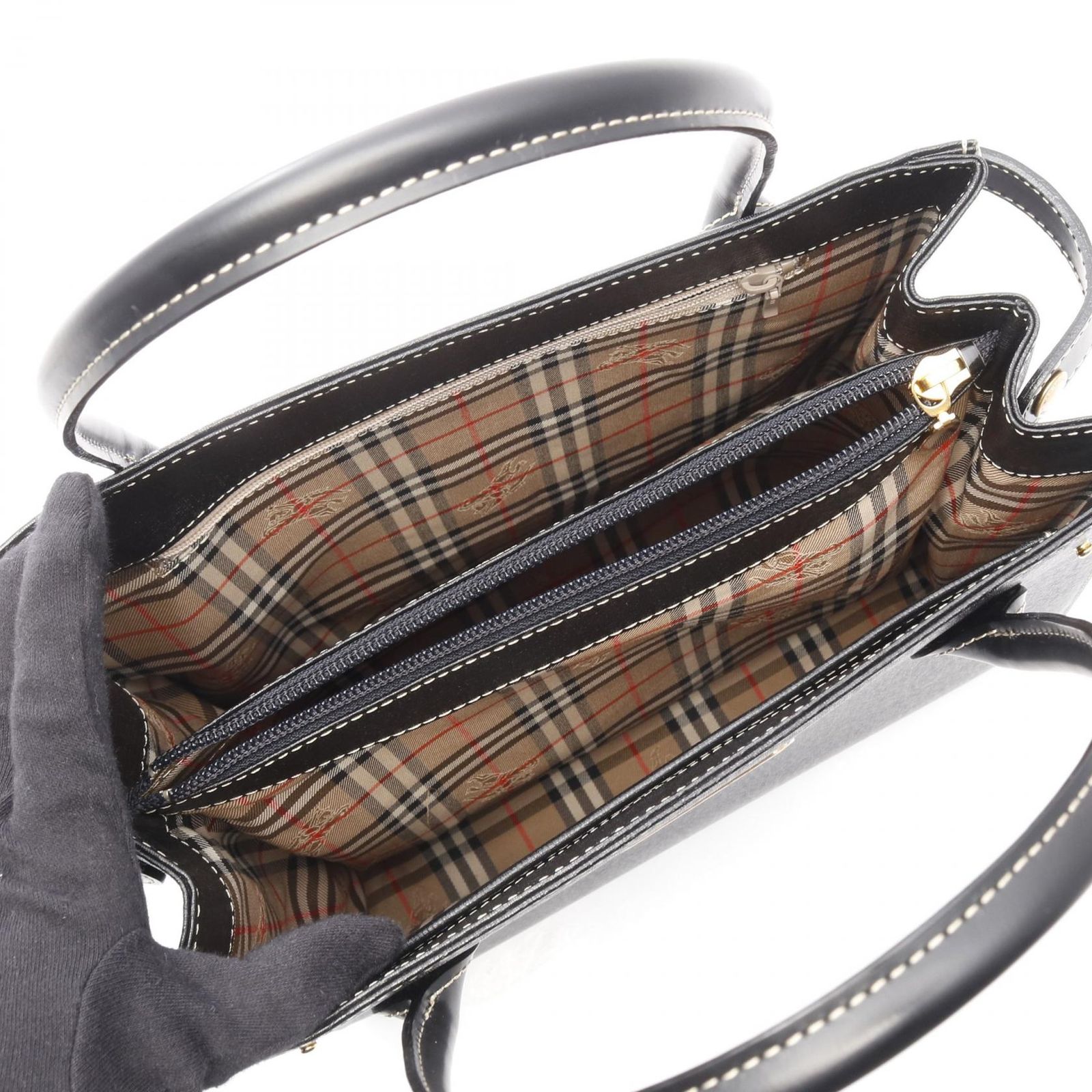 バーバリー BURBERRY ハンドバッグ ブラック レザー