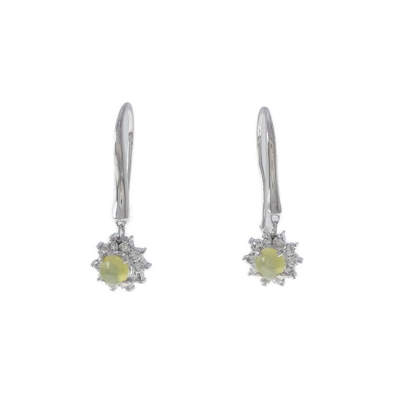 K18WG クリソベリルキャッツ ピアス 0.516CT