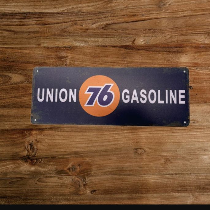 【人気】Union 76 ヴィンテージ看板 ROCK SPRINGS ガレージ UNION 76：横長 ビンテージテイストな アメリカン サインボード