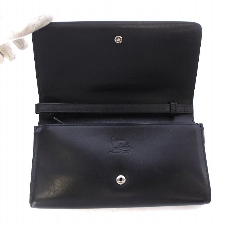 ルブタンスタッズ付き黒財布 ルブタン】スタッズ付き二つ折りサイフ