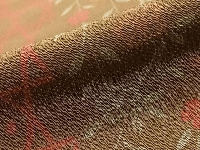 平和屋着物□上質な小紋 枝垂れ花文 鬼しぼ縮緬 正絹 逸品