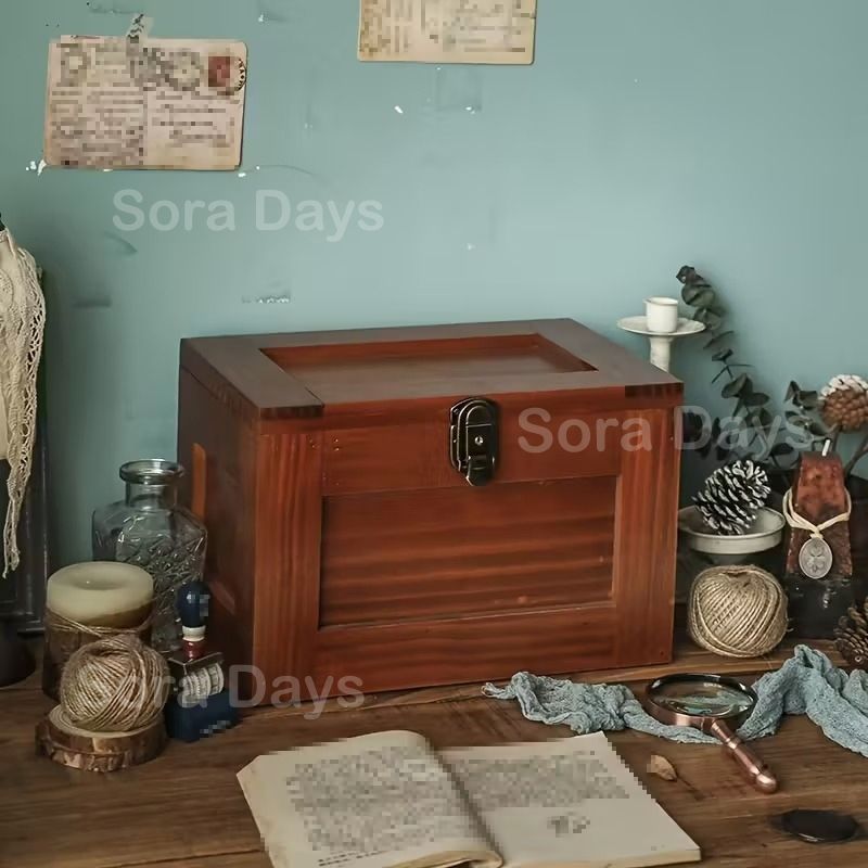 チェスト キャビネット 木箱 ヴィンテージ風 アンティーク調 ナチュラル おしゃれ インテリア 北欧 収納 蓋付き フリップトップ 卓上 木製 29.5×19.4×19.2cm NEXPOTALLINN_EU