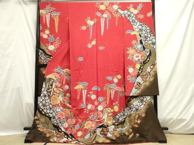 平和屋着物□豪華振袖 駒刺繍 流水飛鶴吉祥花文 平和屋