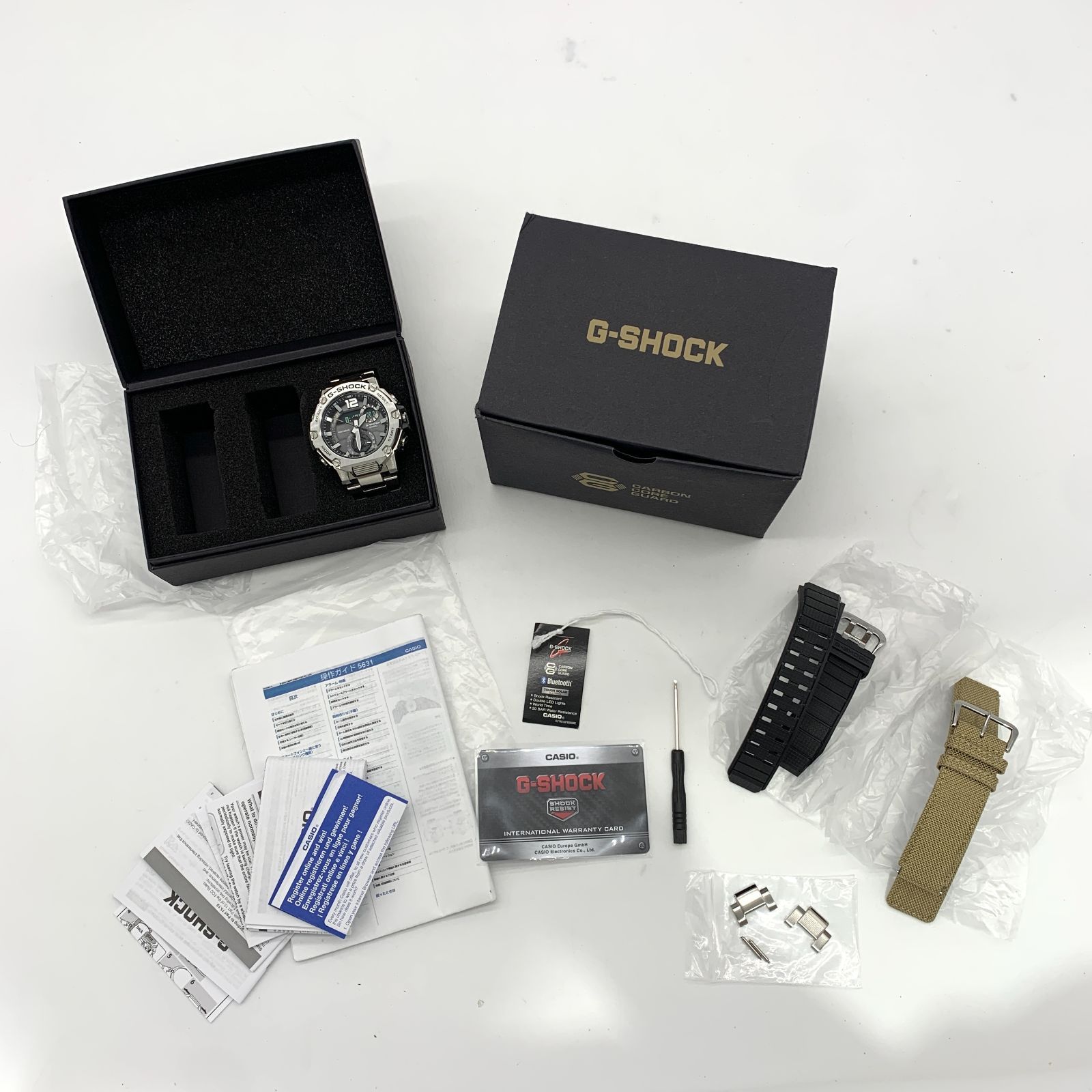 ▽【稼働品/ABランク】G-SHOCK GST-B300E-5AJR シルバー×ブラック文字 