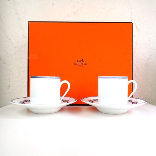 エルメス HERMES シェーヌダンクル カップ＆ソーサー ペア 2客