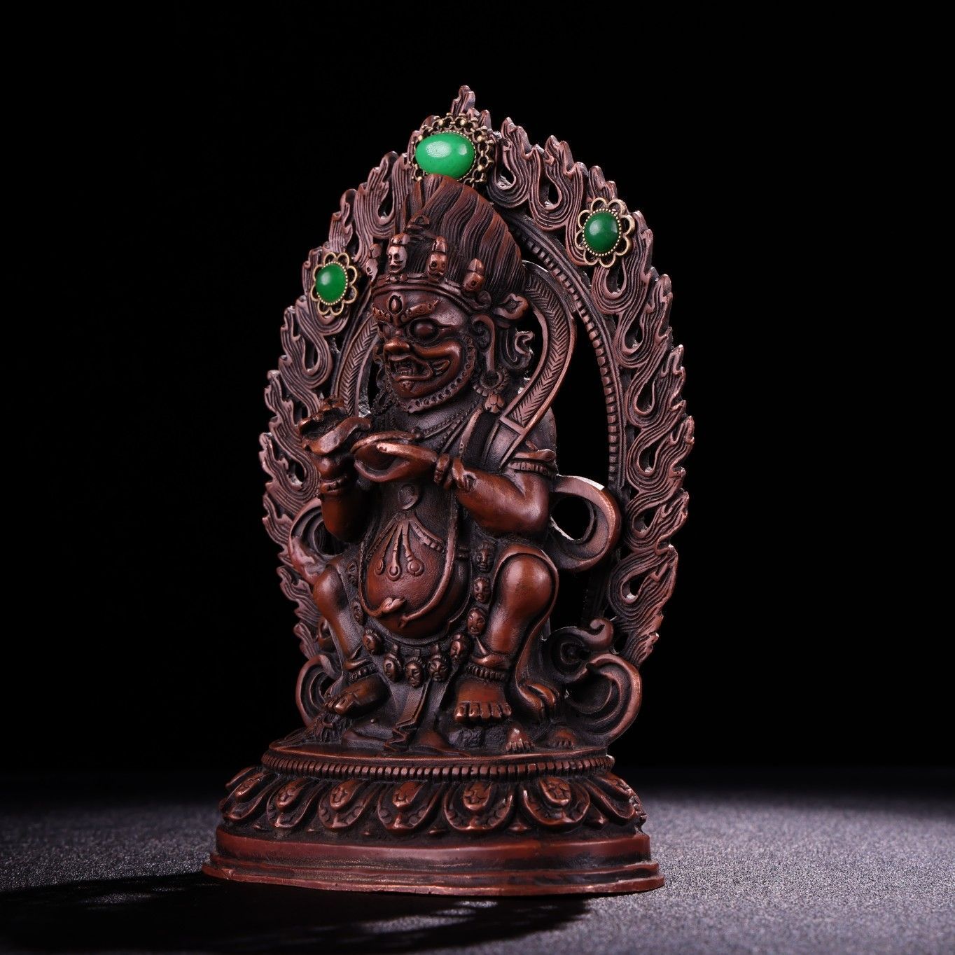 旧家蔵出し 紫銅製 寶石嵌 大黑天 護法像 仏像 密教上品 置物 文房賞物 供養品 古美術品 収集家 WWW_SUPERTOOLSSHOP_NL