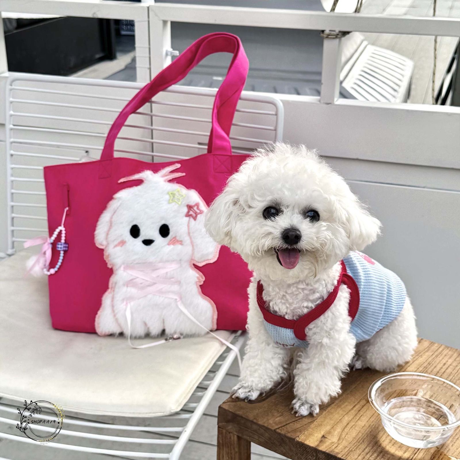 H1 マルチーズ バッグ トート キャンバス ハンドメイド 犬 ぬいぐるみ 