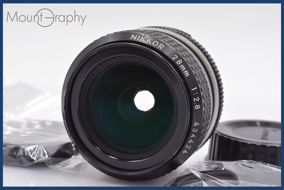 上 ニコン Nikon NIKKOR 28mm F2.8 Ai 前後キャップ-レンズフィルター付 完動 同梱可 mj3002