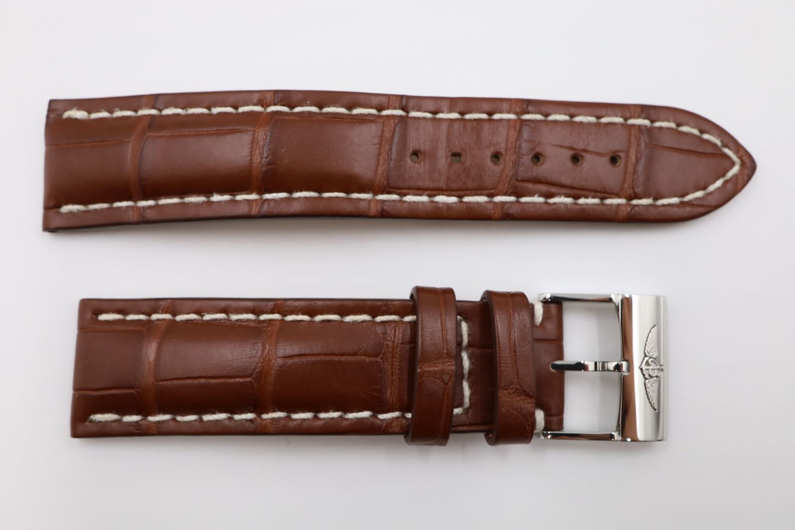 N ブライトリング純正 22mm‐20mm バックル付き 腕時計革ベルト