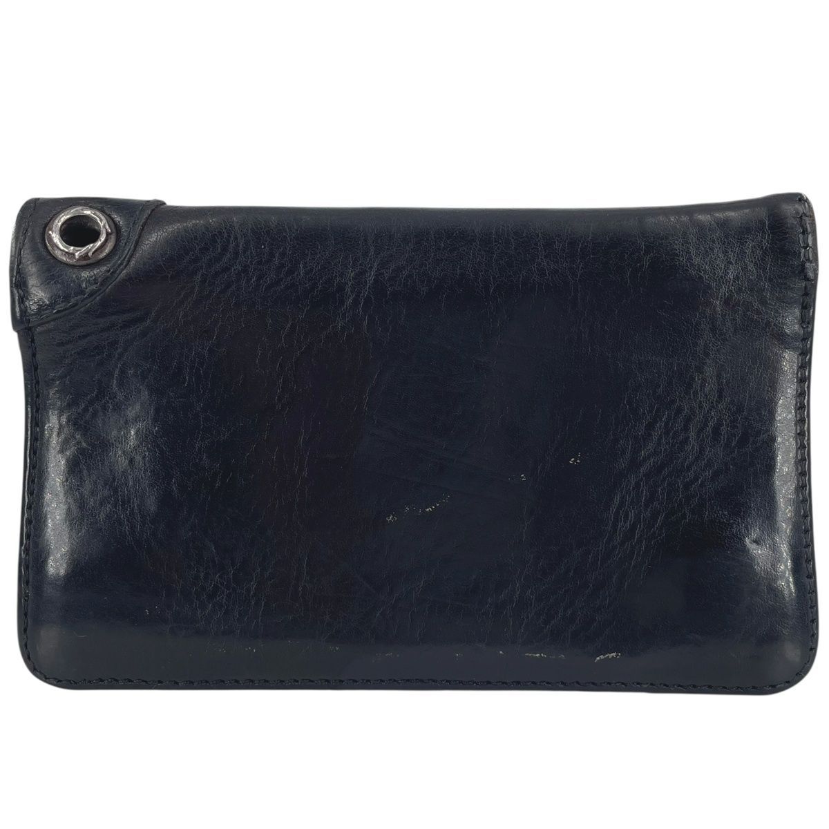 CHROME HEARTS クロムハーツ 1ZIP ウォレット レザー ブラック シルバー フローラルボタン グロメット 1ジップ 財布 コンパクト 25032461 RS