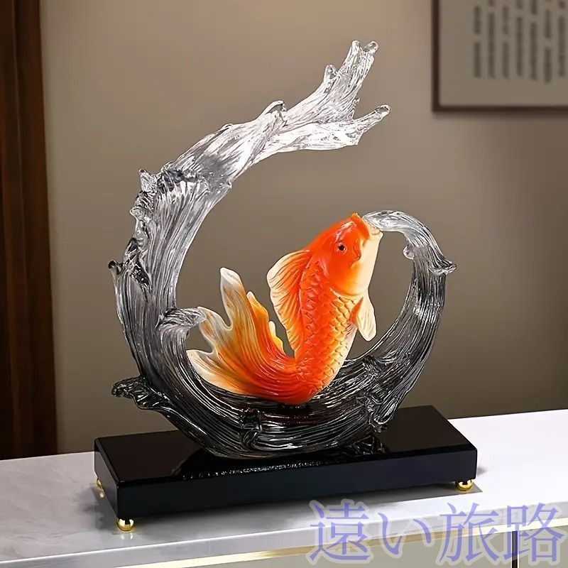 鯉 オブジェ 置物 金 黄金 財運 開運 風水 縁起物 置物 リビング 玄関 幸運 厄除け 繊細な 成功 運気 エレガント エネルギー 繁栄