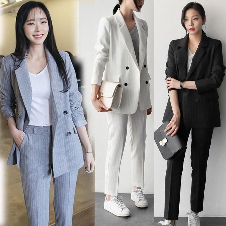 フォーマル パンツスーツ ストライプ ビジネス オフィス 韓国 楽天市場】パンツスーツ ストライプスーツ レディース 大きい