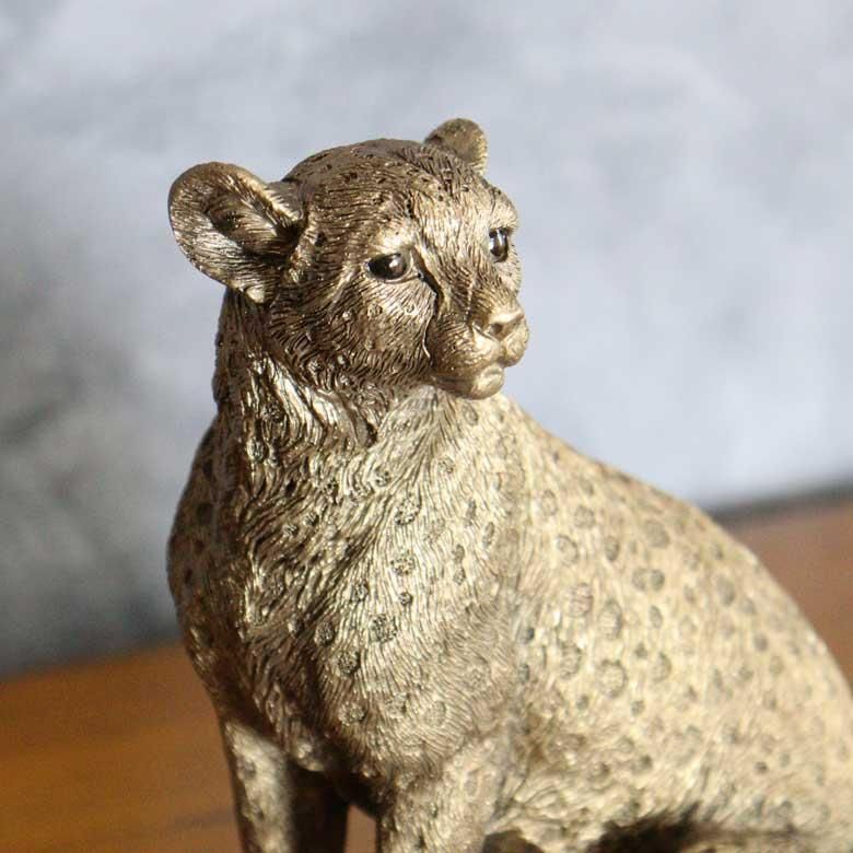 ヒョウのオブジェ 置物 アンティーク オーナメント オブジェ