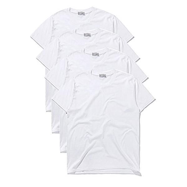 ホワイト 4枚組_M [Macoking] tシャツ メンズ 半袖 無地 白tシャツ 白 吸汗 速乾 インナーシャツ おおきいサイズ セット クルー ネック 厚手 4枚組 綿100％ ホワイト M