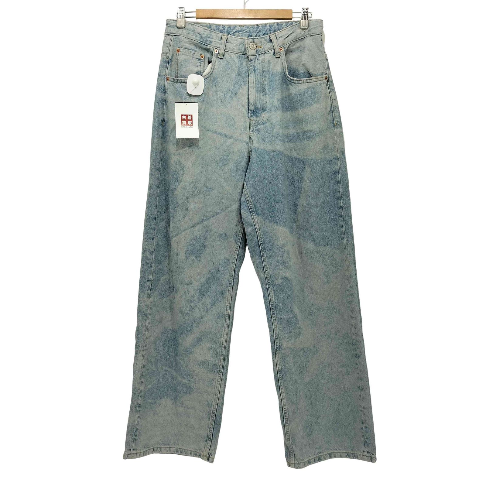 ザラ ZARA レザーカットグラデーションバギーデニムパンツ メンズ FR 