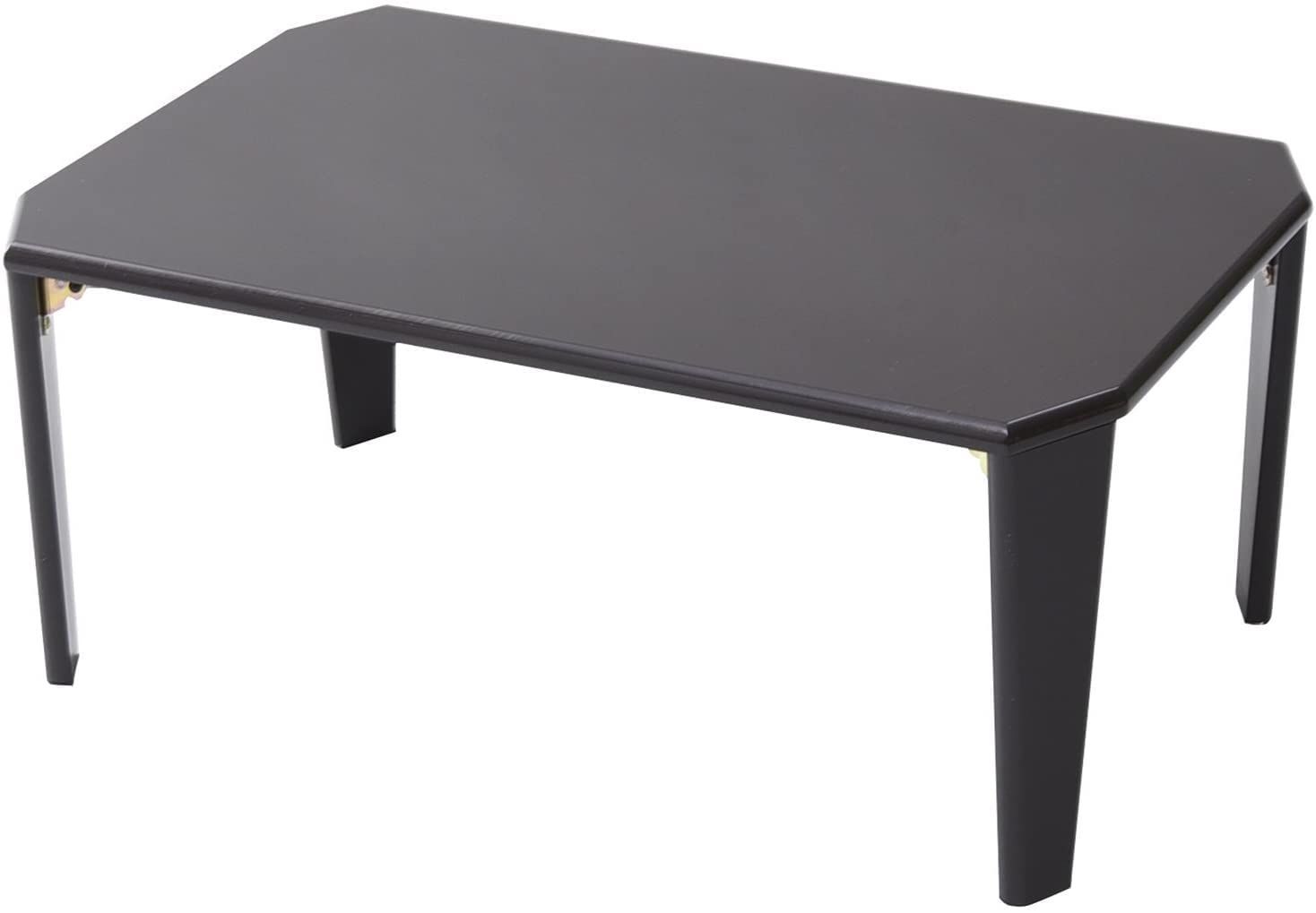 コンパクト収納 角が丸い 鏡面 テーブル 幅75×奥行50×高さ32.5cm 折れ脚 折りたたみ 完成品 ローテーブル ダークブラウン [山善] TWL-7550(DBR)