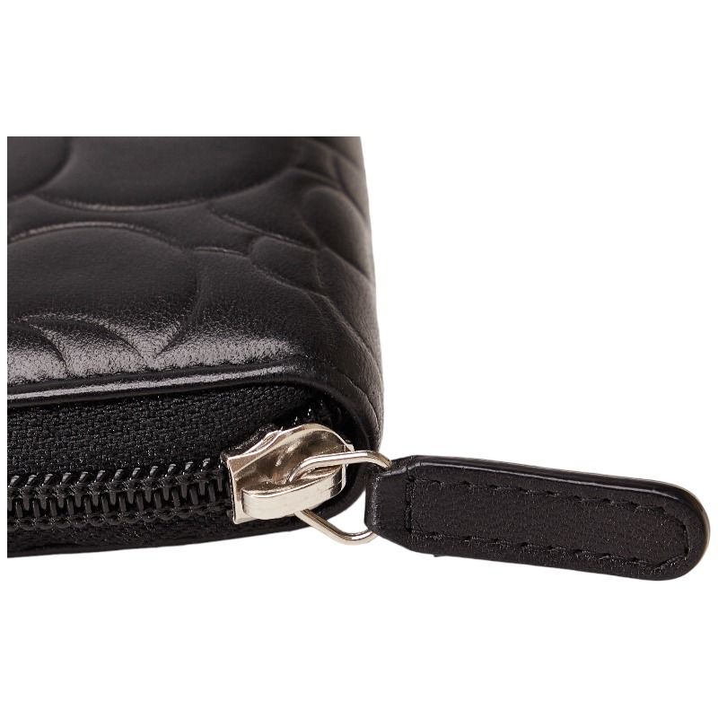 シャネル カメリア ココマーク ラウンドファスナー 長財布 ブラック