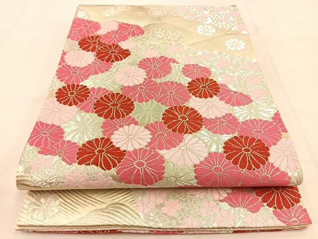 服部織物　袋帯　白鳥緞子　唐織波柄　六通 服部織物 袋帯 白鳥緞子 唐織波柄 六通 - メルカリ