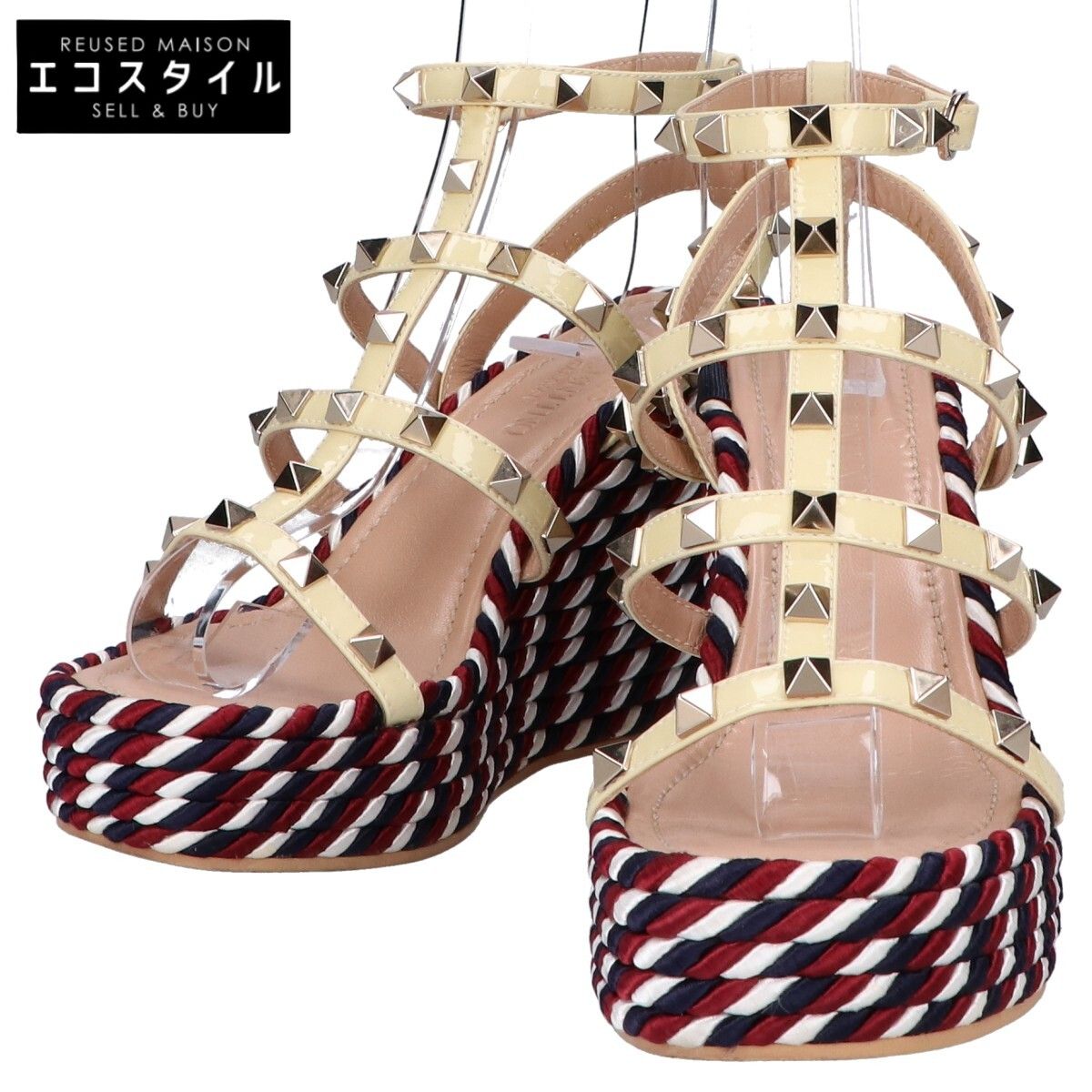 VALENTINO ロックスタッズ パテントストラップ ウェッジソール