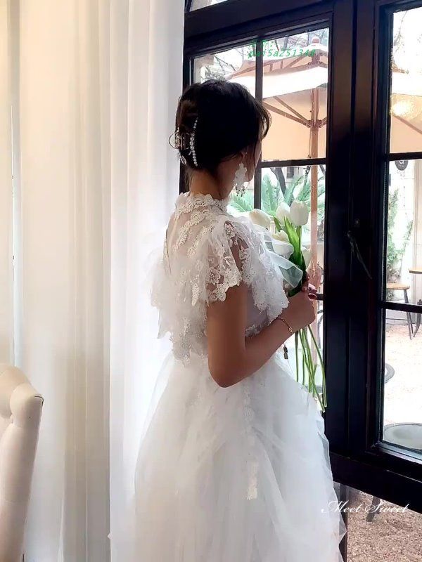 ウェディングドレス マキシドレス フライングスリーブ フリル 二次会 結婚式 可愛い チュール 挙式 花嫁 ブライダル ウエディングドレス 前撮り pai5a251348