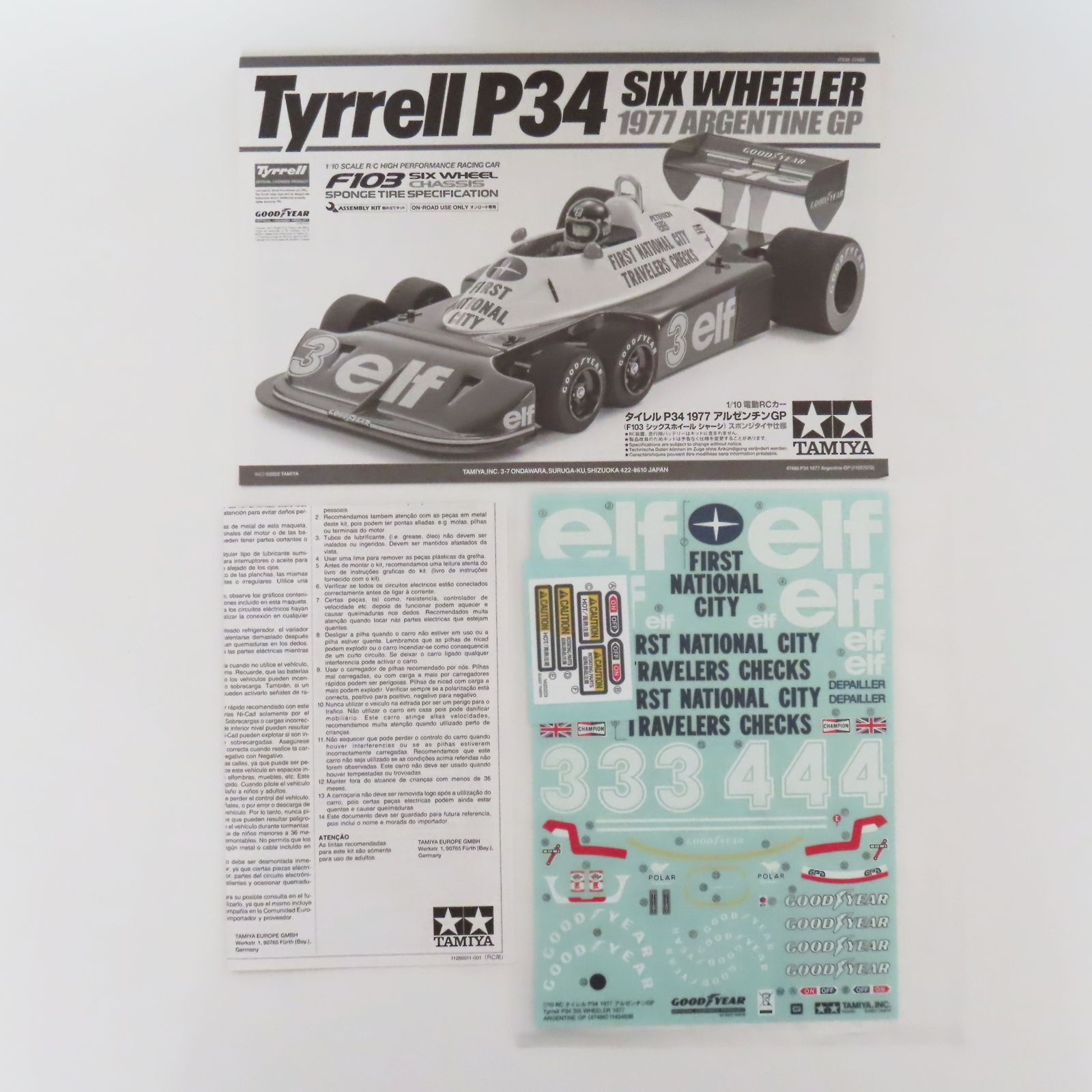 S10 未組立 タミヤ 1/10 タイレル P34 SIX WHEELER 1977 アルゼンチンGP F103シックスホイールシャーシ  スポンジタイヤ ティレル 電動RC - メルカリ