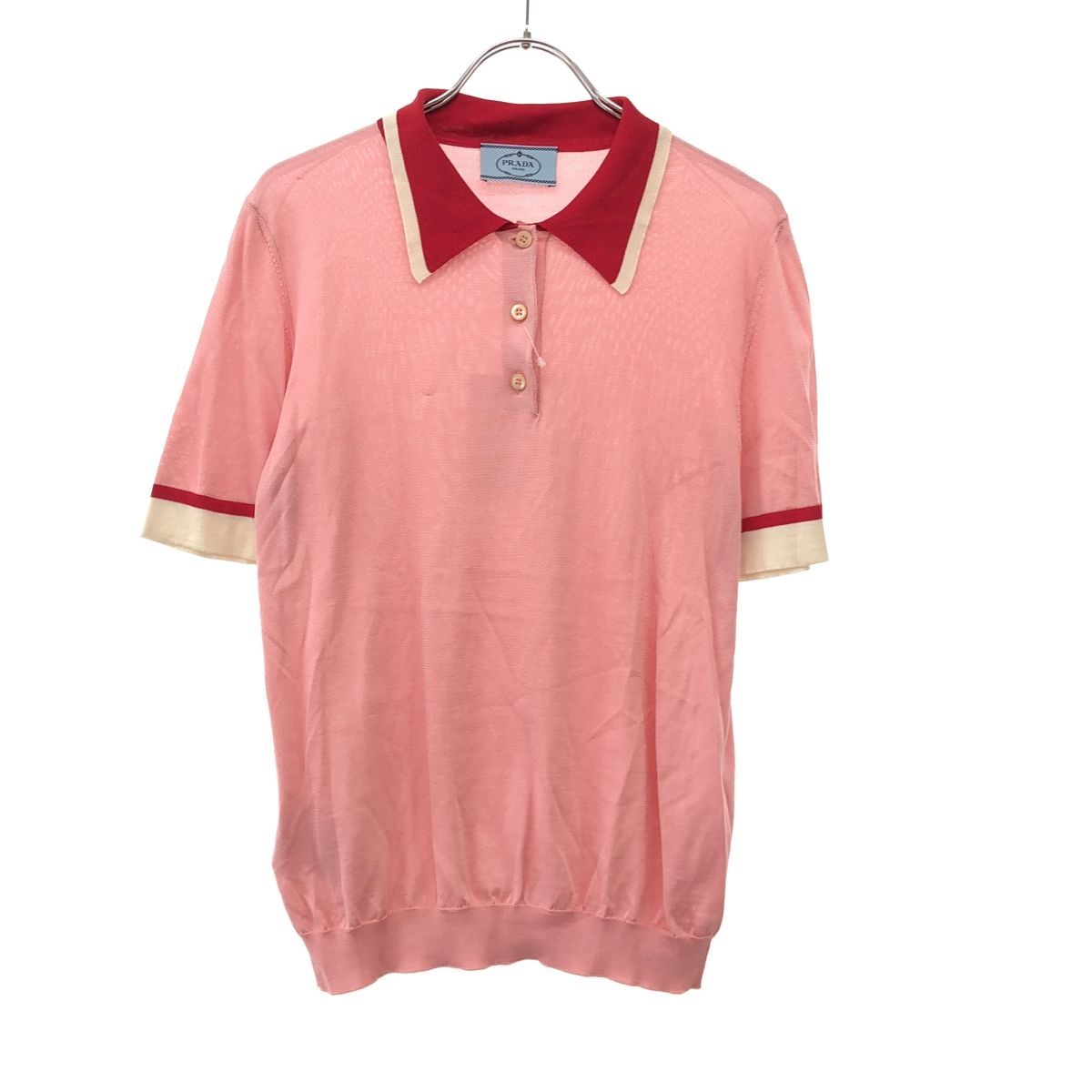 PRADA プラダ 20SS ショートスリーブニットポロシャツ P24U0V 1V9L ピンク 42