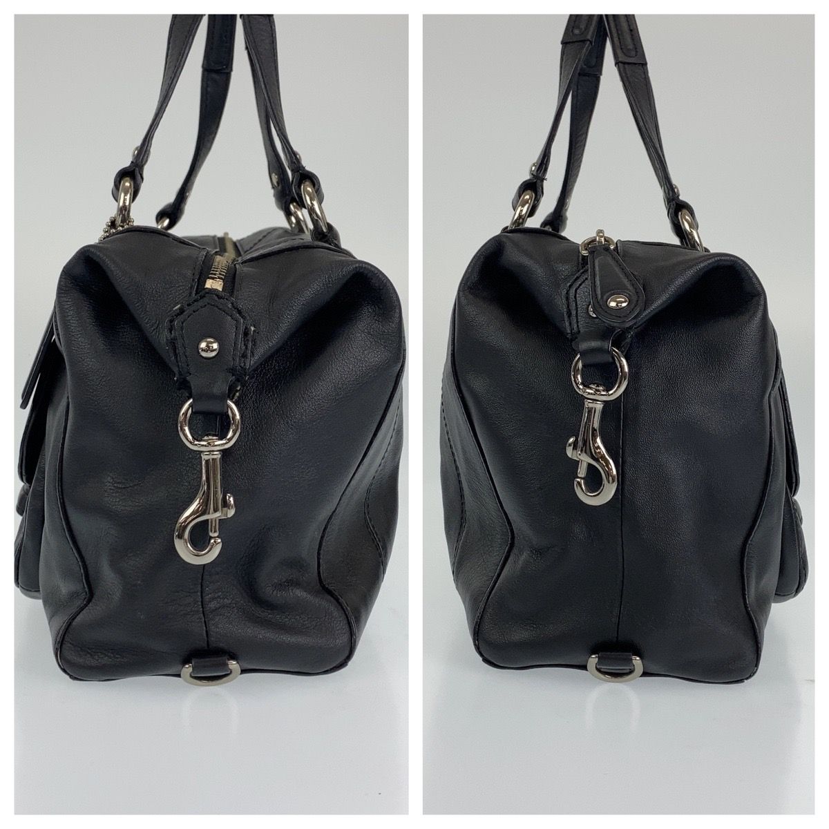 (美品) COACH コーチ サッチェル ブラックレザー シルバー金具 COACH コーチ サッチェル ブラック 黒 シルバー金具 レザー