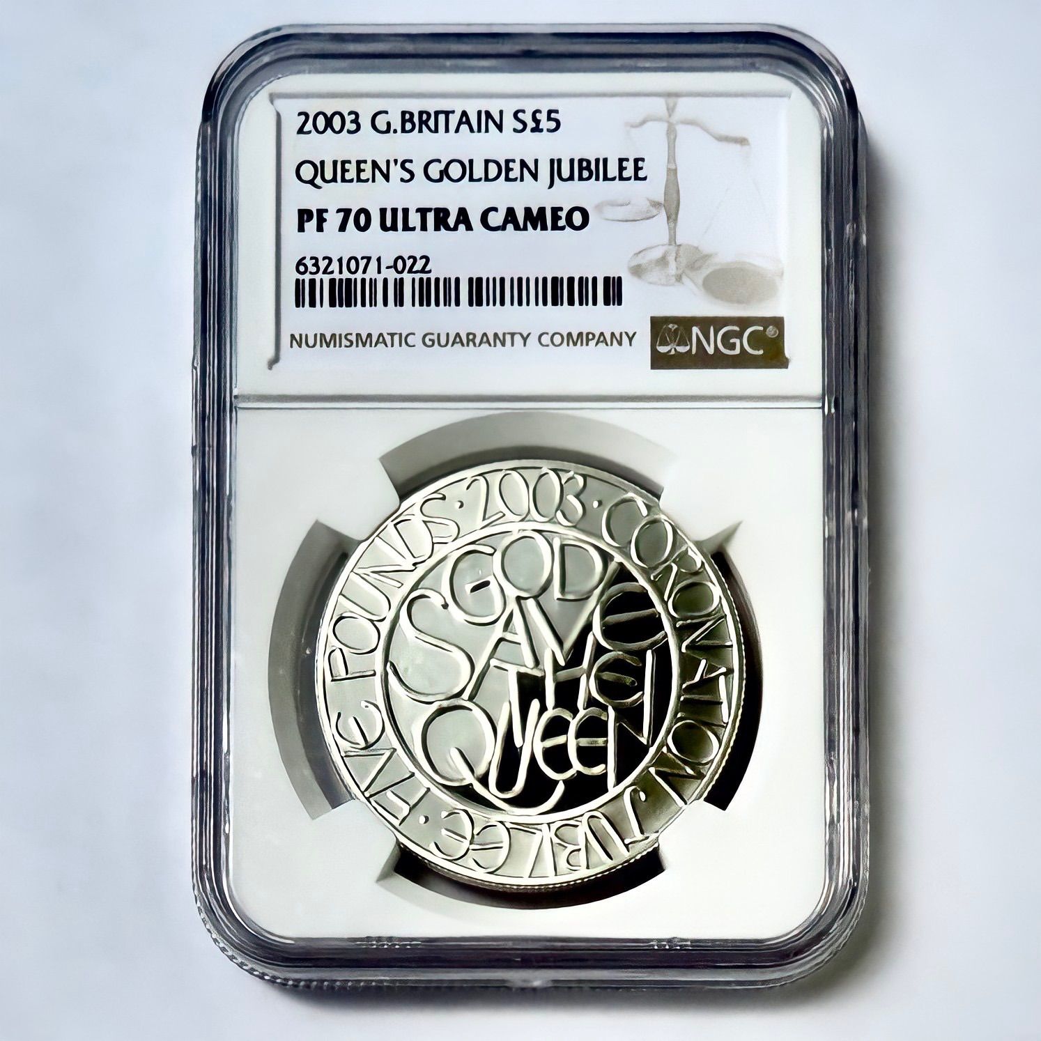2003年 エリザベス ゴールデンジュビリー NGC PF70UC 5ポンド銀貨