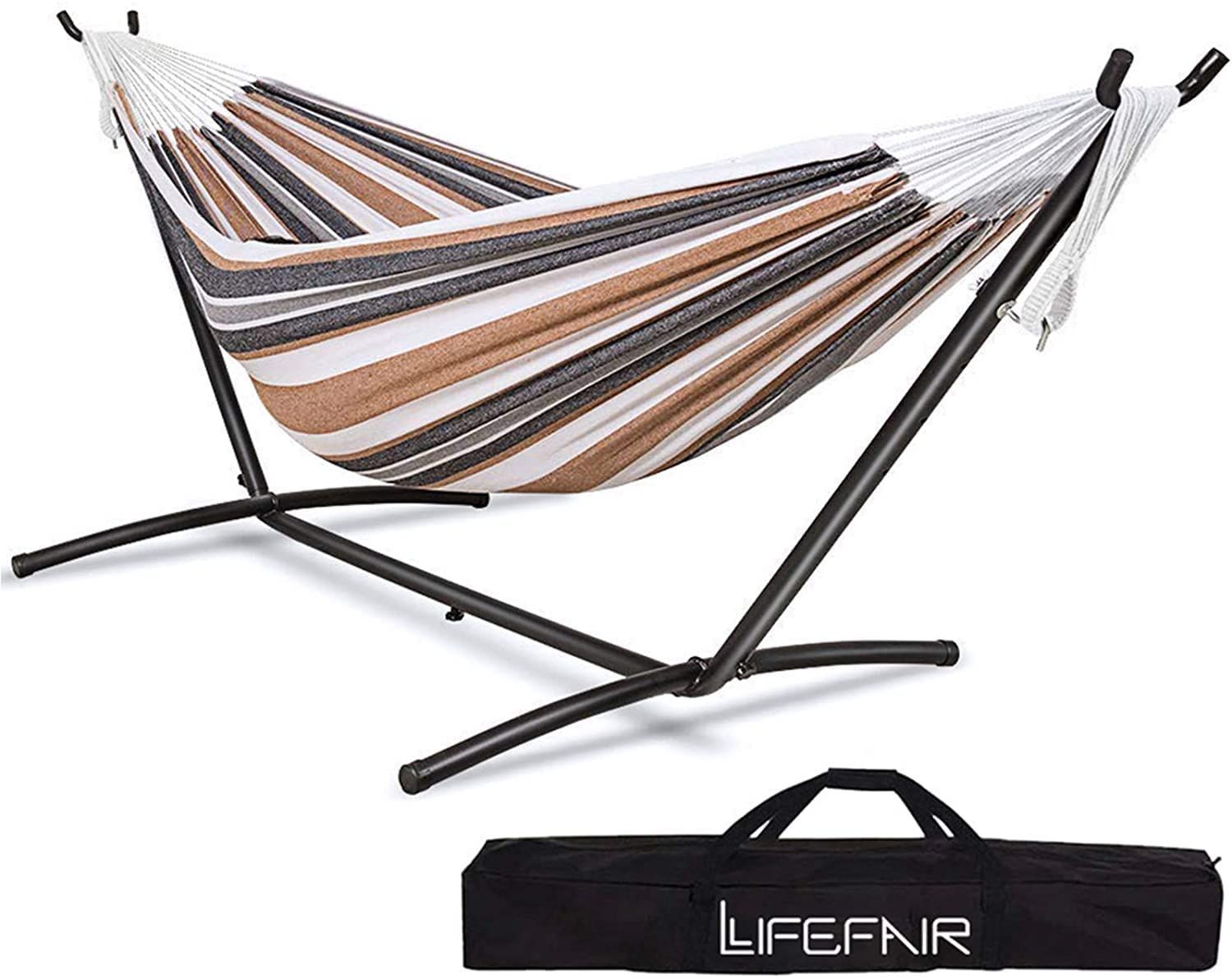 LifeFair ハンモック 自立式スタンドセット ダブルサイズ 室内 室外 兼用 収納バッグ付き耐荷重300kg