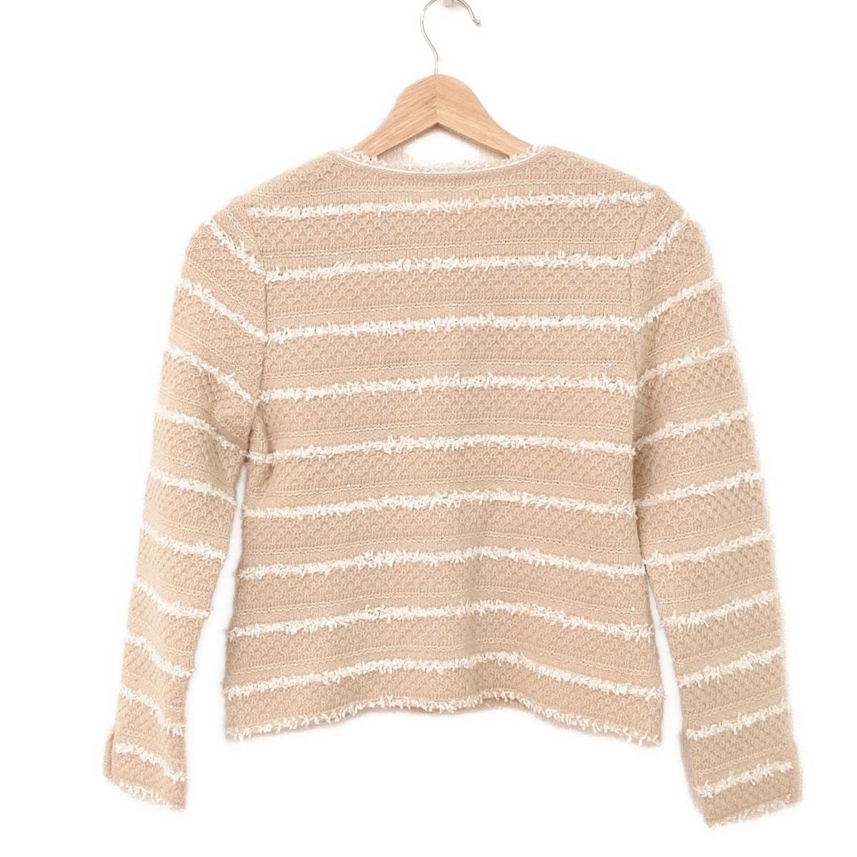 ELISA(エリザ) カーディガン サイズ2 M レディース美品 - ベージュ×白  