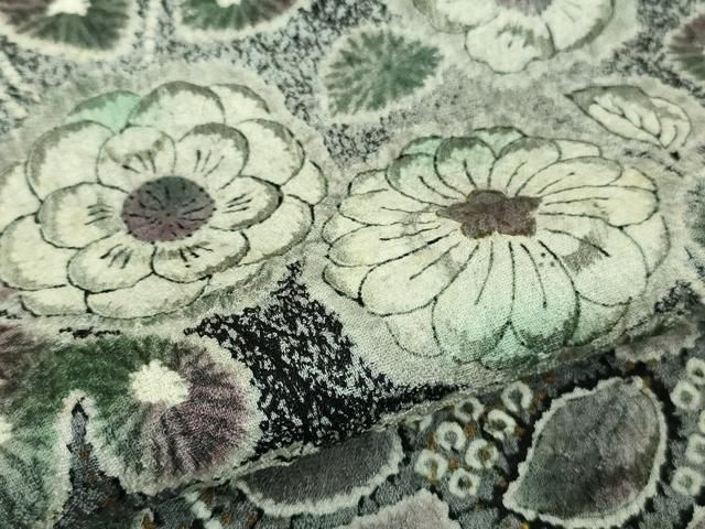 平和屋着物□極上 訪問着 辻が花 暈し染め 白×黒 金彩 逸品 未使用