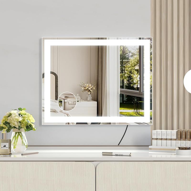 ANYHI 女優ミラー 化粧鏡 ハリウッドミラー 三色照明モード 明るさ調節