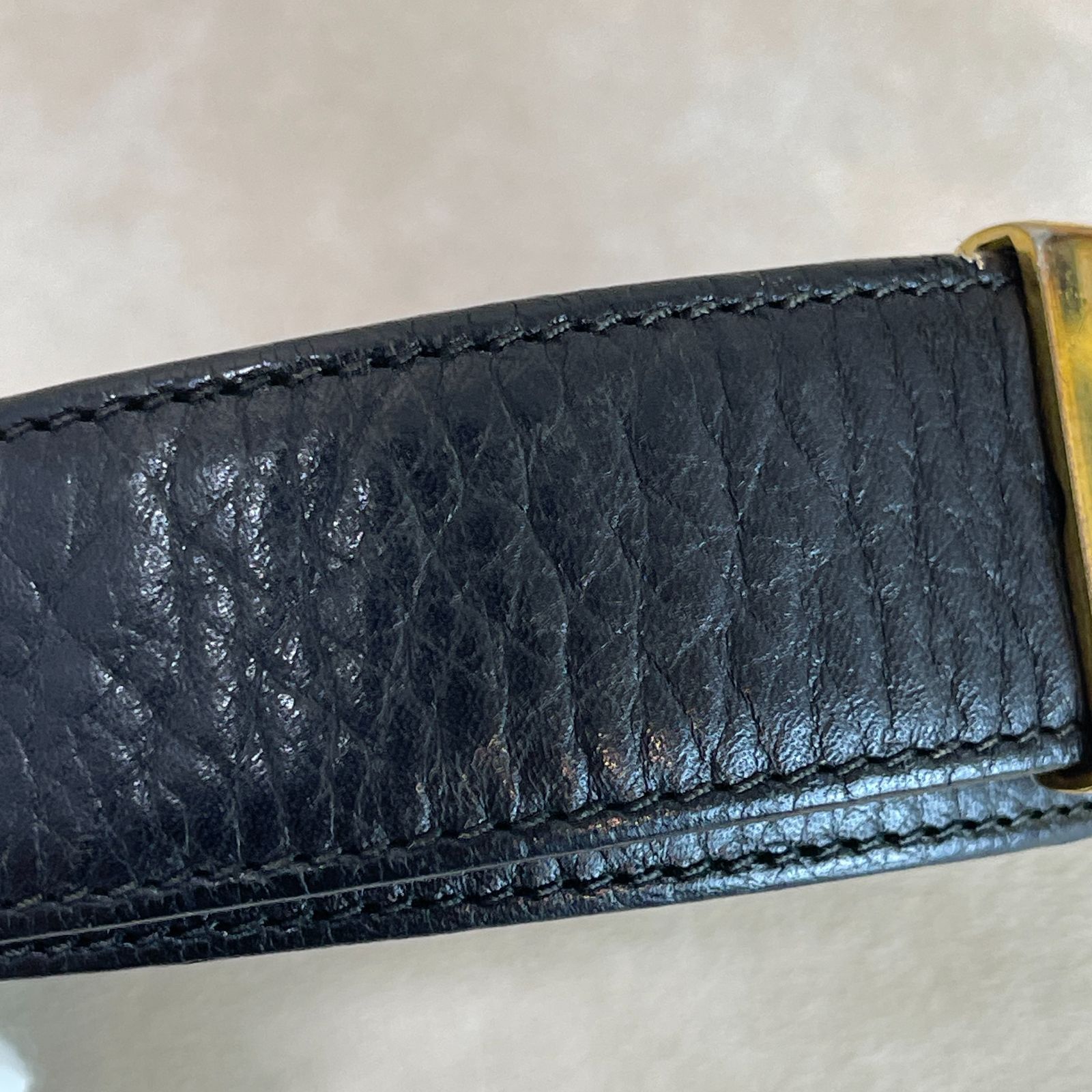 GUCCI グッチ レザーベルト イタリア製 GGマーモント ブラック 80-32 