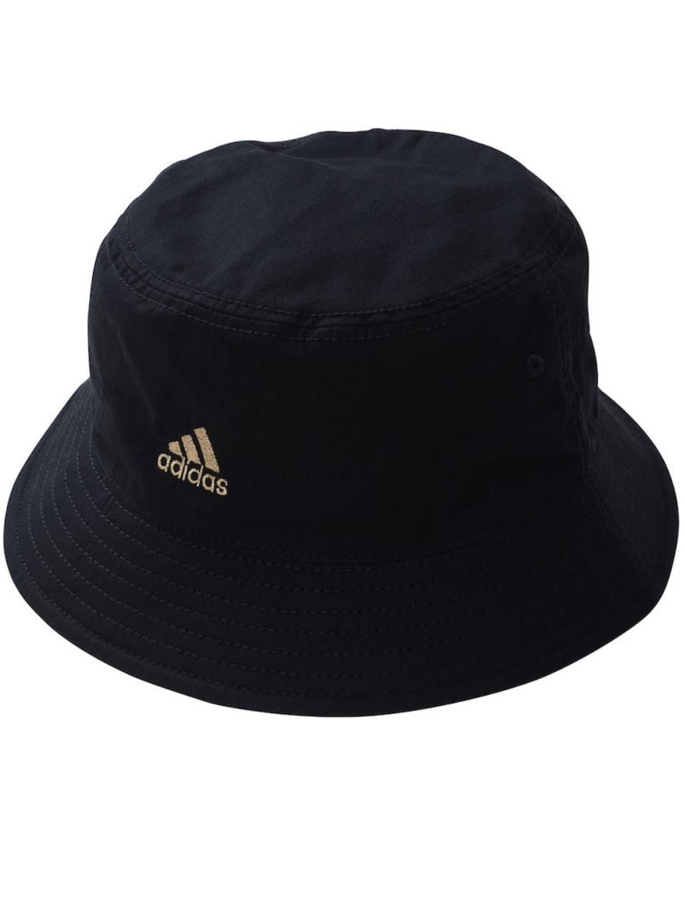 バケットハット adidas アディダス 大きいサイズ メンズ 帽子 吸湿速乾 コットン 刺繍 ブランド C060922-03 ブラック×ゴールド 4L