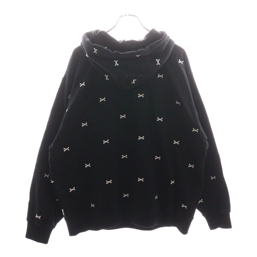 ♠ WTAPS ダブルタップス 22AW ACNE HOODY CTPL TEXTILE クロスボーン 刺繍 プルオーバーパーカー ブラック 222ATDT-CSM26