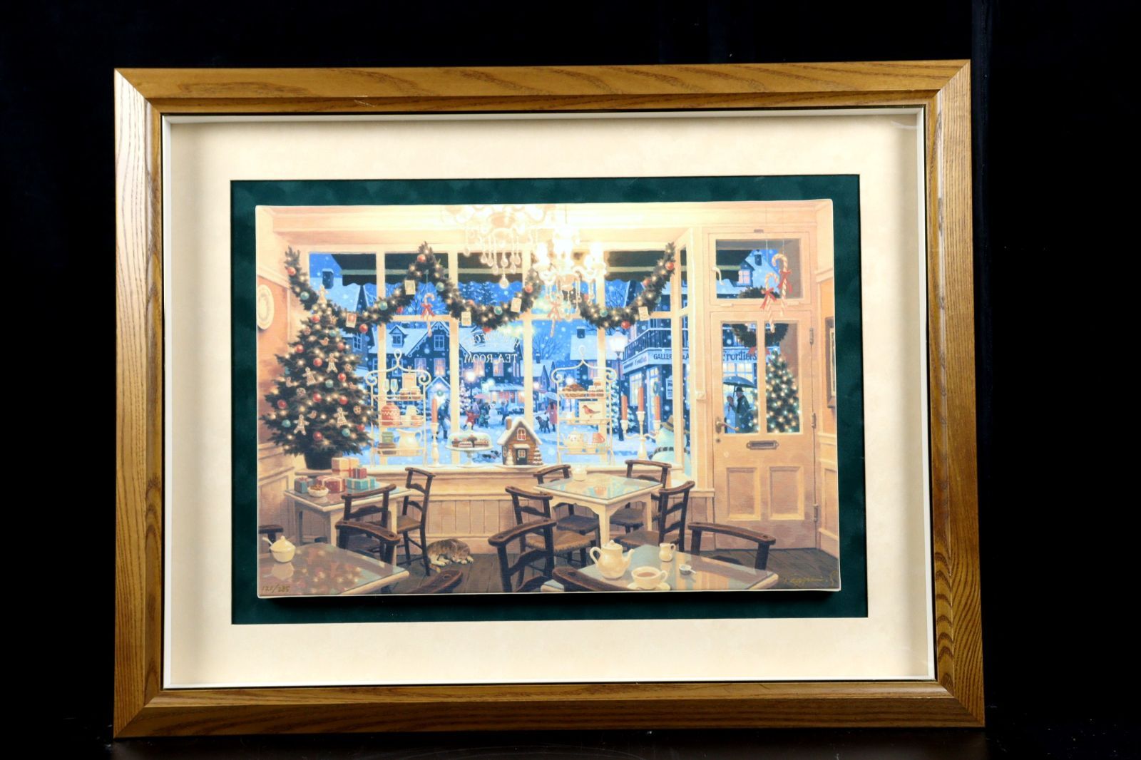 笹倉鉄平 12月のティールーム ジクレーオンキャンバス 直筆サイン 121 285 保証証付 クリスマス 唐物 骨董 古美術 楾 R161-VV