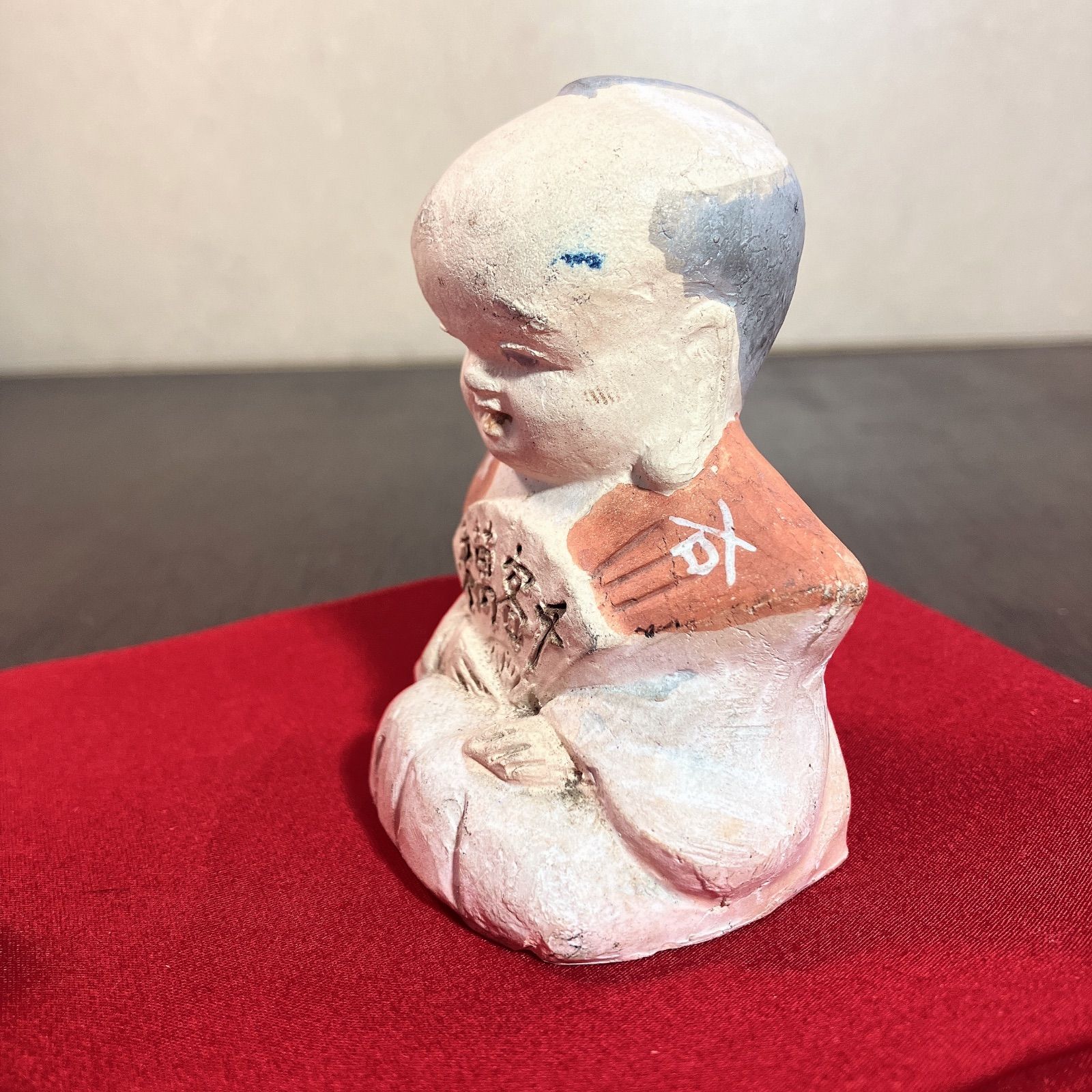 福助 土人形 置物 縁起物 骨董品 アンティーク レトロ よーい