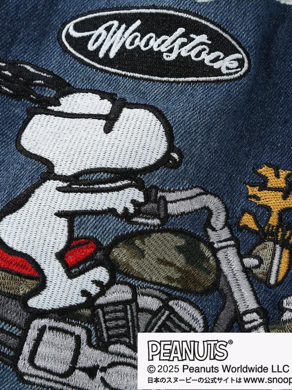 デニムシャツ 半袖 スヌーピー 大きいサイズ メンズ SNOOPY 刺繍 バイク ライダー C070315-08 デニムシャツ 半袖 スヌーピー 大きいサイズ メンズ SNOOPY 刺繍