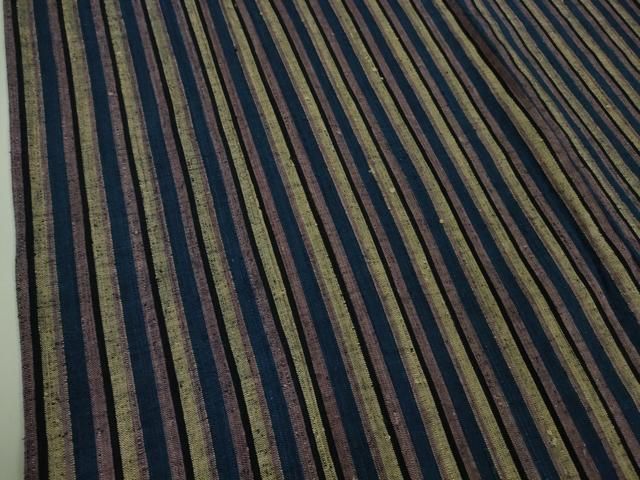 平和屋本店□極上 浦野理一 経節紬 単衣 縞 逸品 未使用 DZAA8741kh5