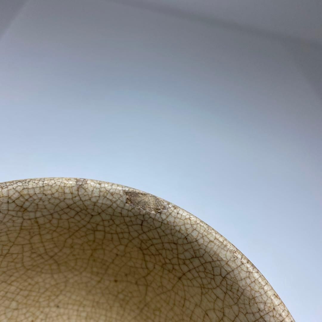 李朝 ひび焼 堅手茶碗 箱付 直径11.5㎝ タルチ 東な6-