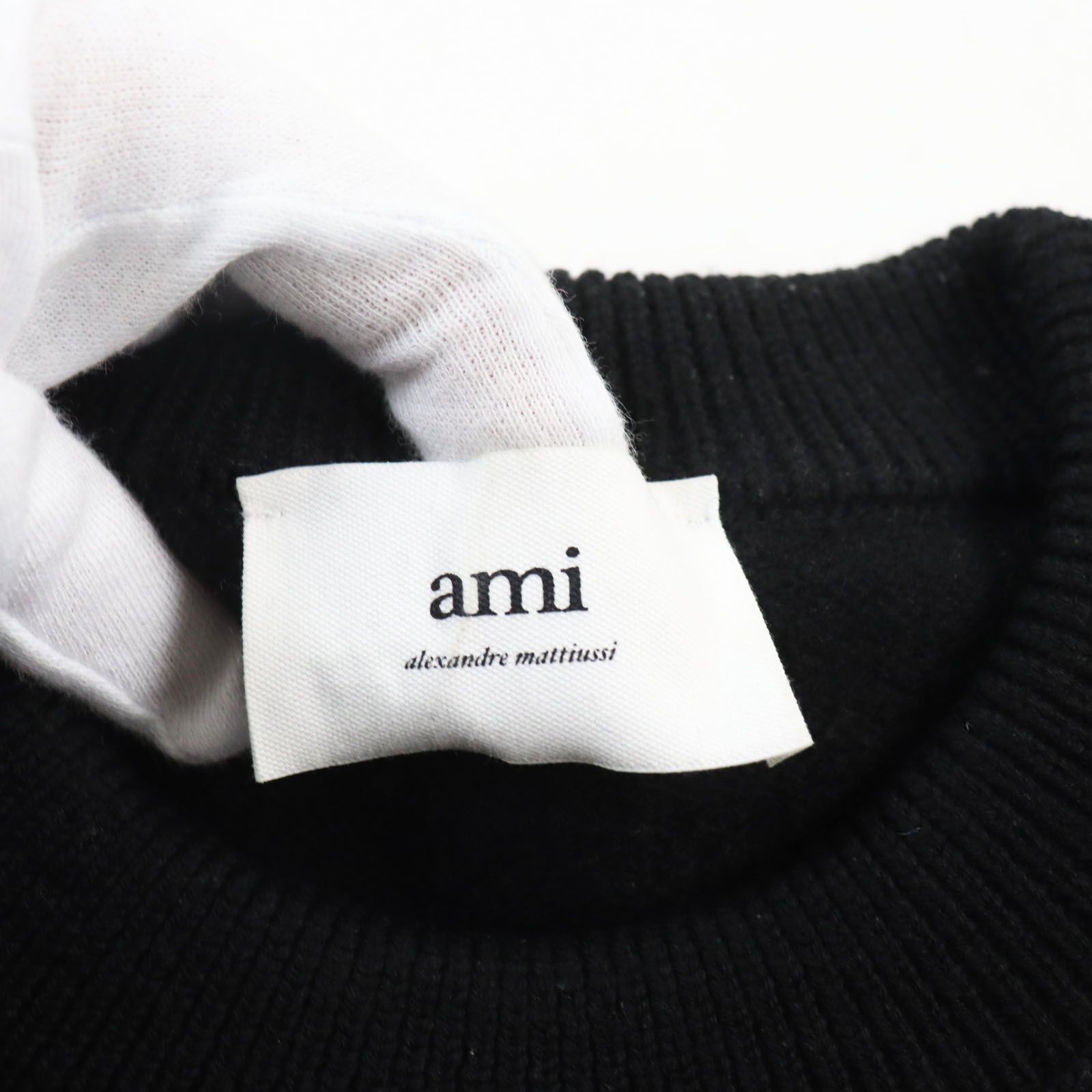 美品○AMI PARIS アミパリス BFUKS006 ウール100％ ハートインターシャ 大きめサイズ ニット セーター ブラック XXL 正規品  メンズ - メルカリ