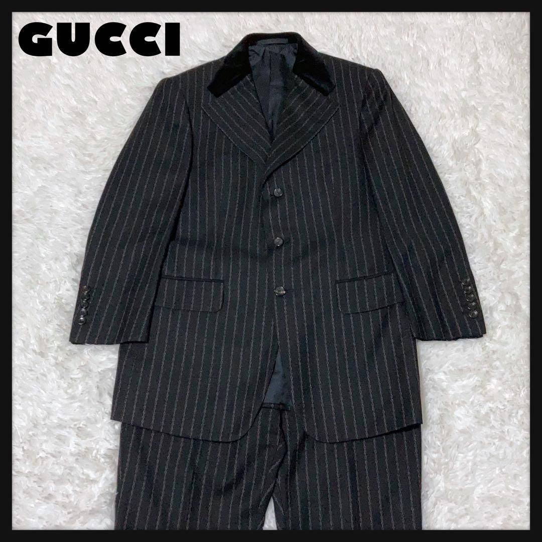【美品】GUCCI チェーン柄スーツ セットアップ ウール キュプラ 美品】GUCCI チェーン柄スーツ セットアップ ウール キュプラ