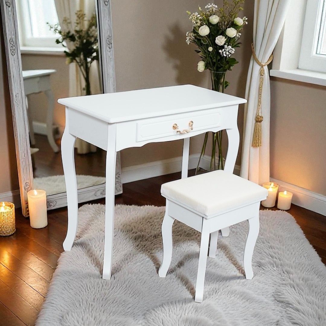 送料無料 Y 猫脚デスク＆スツールセット ドレッサーテーブル 姫系 フレンチエレガンス アウトレット