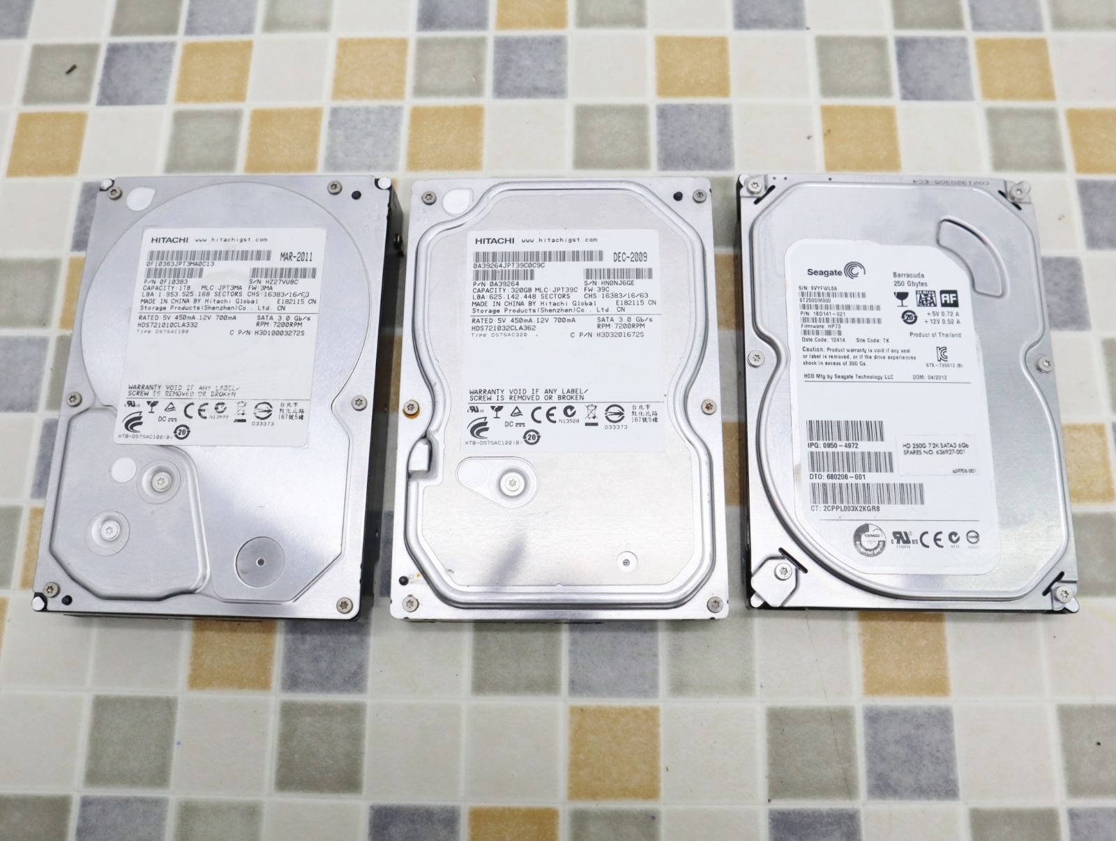 ∨ 現状販売｜3個まとめ 3.5インチ HDD SATA 内臓 ハードディスク