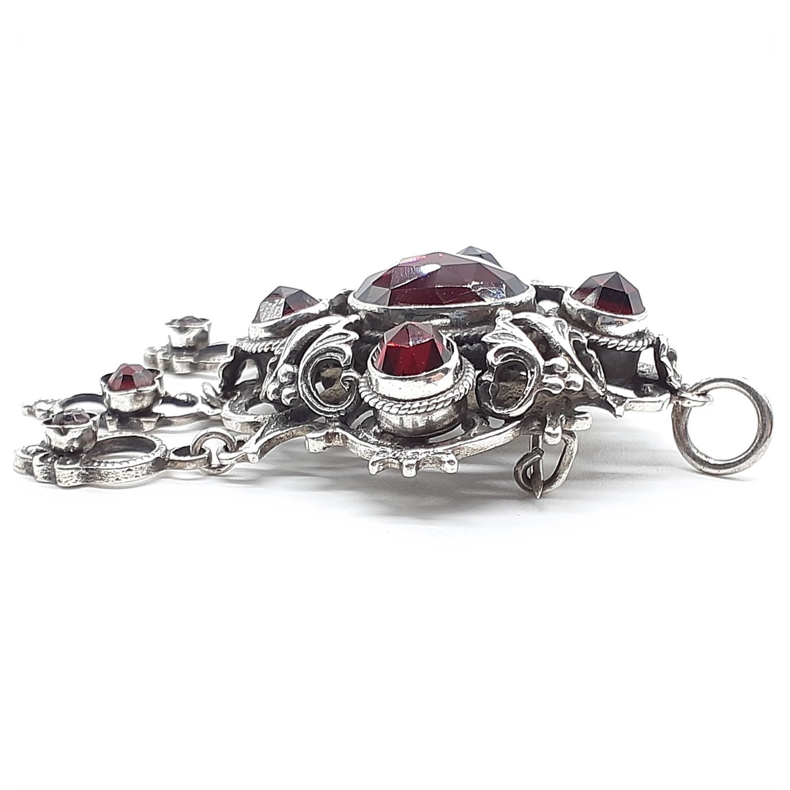 ブローチ ネックレス ペンダントトップ SILVER シルバー ガーネット 