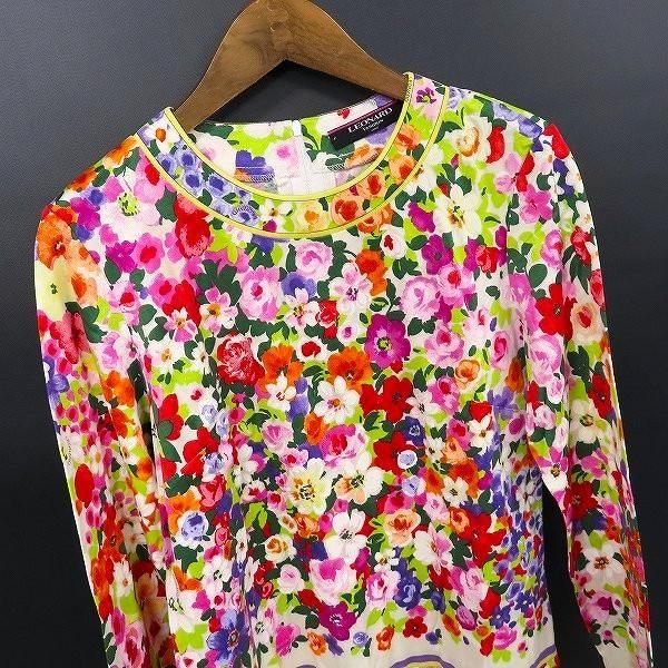 レオナール　花柄　カットソー レオナール 花柄 長袖カットソー L フラワープリント ネイビー