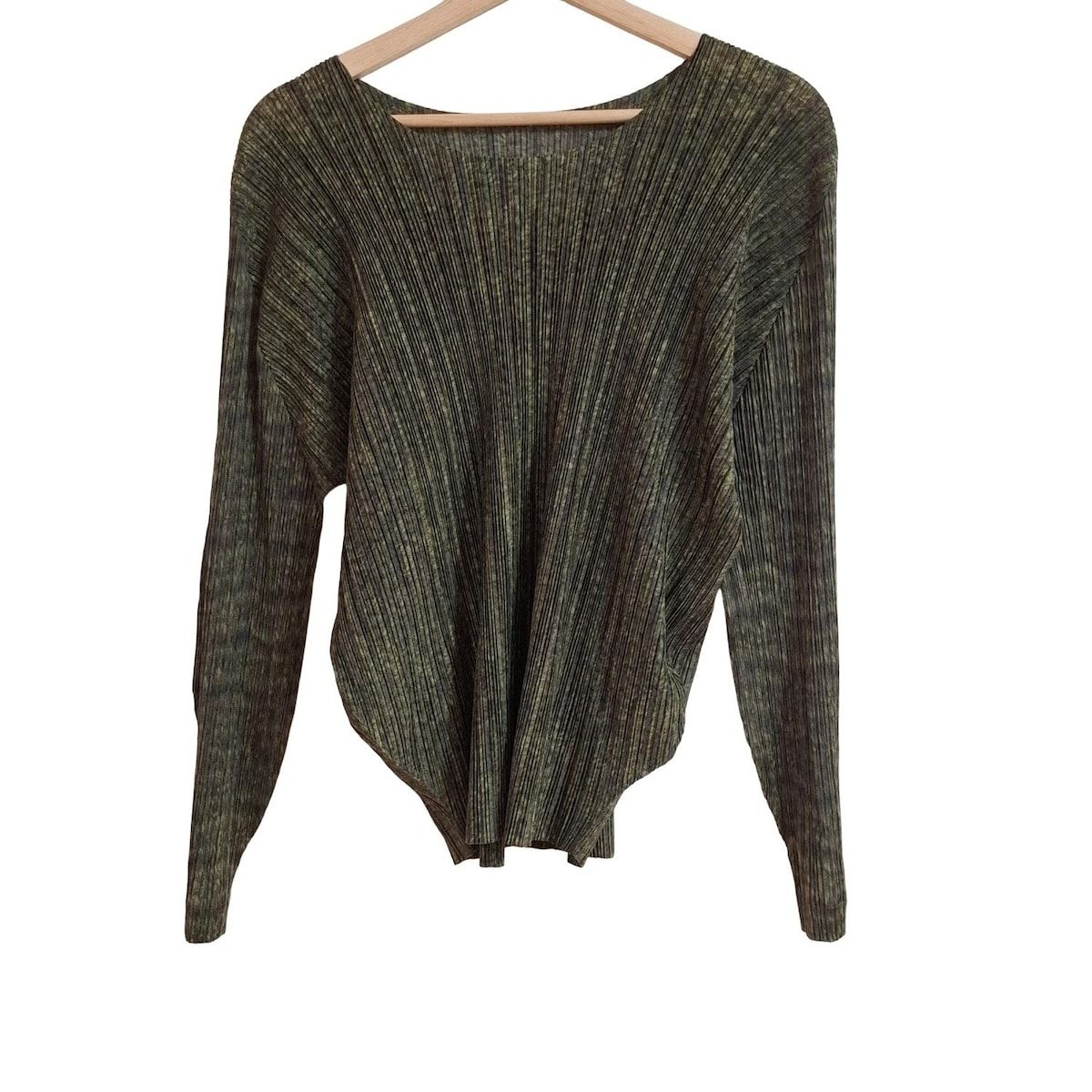【定番】pleats please 長袖カットソー　ブラック　サイズ3 PLEATS PLEASE ISSEY MIYAKE カットソー ブラック SIZE 3 PP71