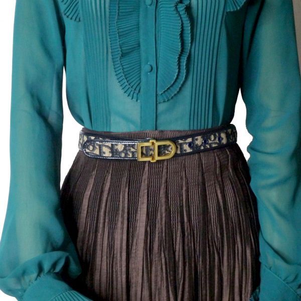 Dior Vintage トロッター柄ロゴバックルベルト（紺） - メルカリ
