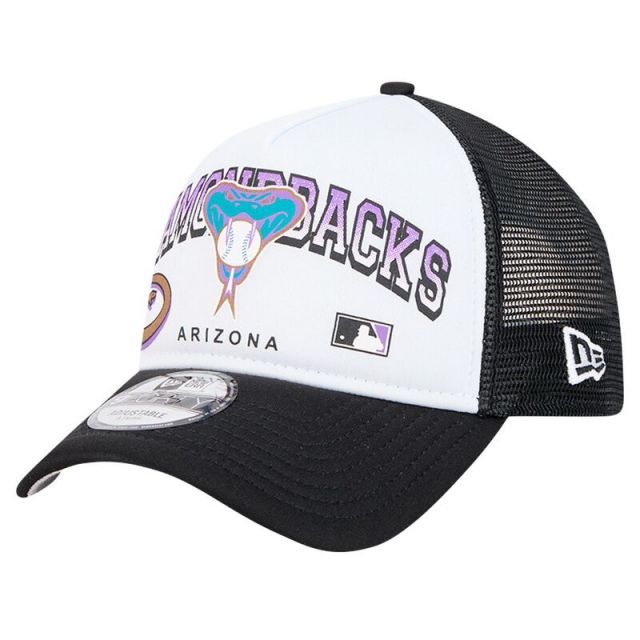 【送料無料】 ニューエラ メンズ 帽子 アクセサリー Men's New Era White Arizona Diamondbacks Retro Wordmark 9FORTY A-Frame Trucker Adjustable Hat Dbk White