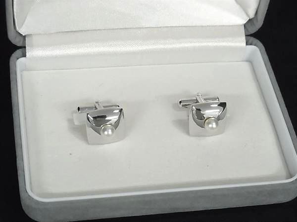 MIKIMOTO シルバー パール カフリンクス 高級感 MIKIMOTO カフスボタン パール カフスリンク ミキモト 本